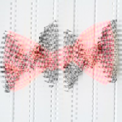 Alice Bow - Pink and Tan Check