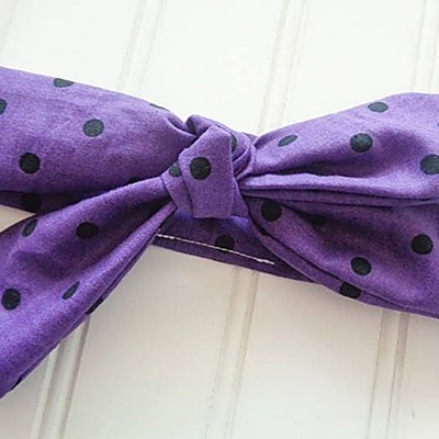 Knotted Headband - Black Dots on Purple