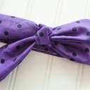  Knotted Headband - Black Dots on Purple