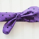  Knotted Headband - Black Dots on Purple