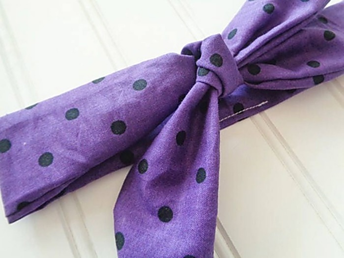 Knotted Headband - Black Dots on Purple