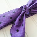  Knotted Headband - Black Dots on Purple
