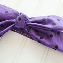  Knotted Headband - Black Dots on Purple