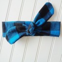  Donna Flannel Knotted Headband - Blue and Black Buffalo Plaid