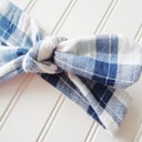  Donna Flannel Knotted Headband - Blue and Gray Plaid