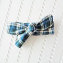  Donna Flannel Knotted Headband - Blue and Green Plaid