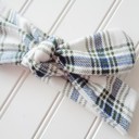  Donna Flannel Knotted Headband - Blue and Green Plaid on White