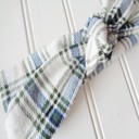  Donna Flannel Knotted Headband - Blue and Green Plaid on White