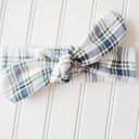  Donna Flannel Knotted Headband - Blue and Green Plaid on White