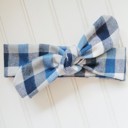  Donna Flannel Knotted Headband - Blue and White Buffalo