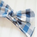  Donna Flannel Knotted Headband - Blue and White Buffalo