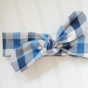  Donna Flannel Knotted Headband - Blue and White Buffalo