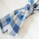  Donna Flannel Knotted Headband - Blue and White Buffalo