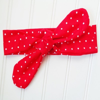 Donna Knotted Headband - Dots on Red