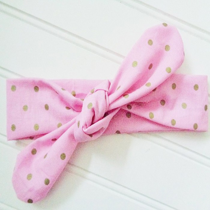 Donna Knotted Headband - Gold Dots on Pink