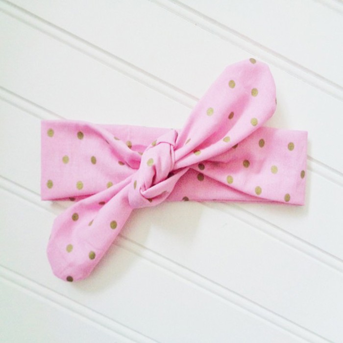 Donna Knotted Headband - Gold Dots on Pink