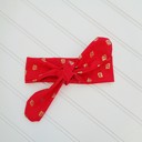  Donna Knotted Headband - Gold Strawberries on Red