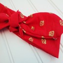  Donna Knotted Headband - Gold Strawberries on Red