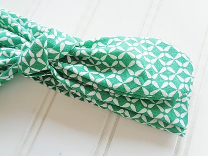 Donna Knotted Headband - Green Lattice