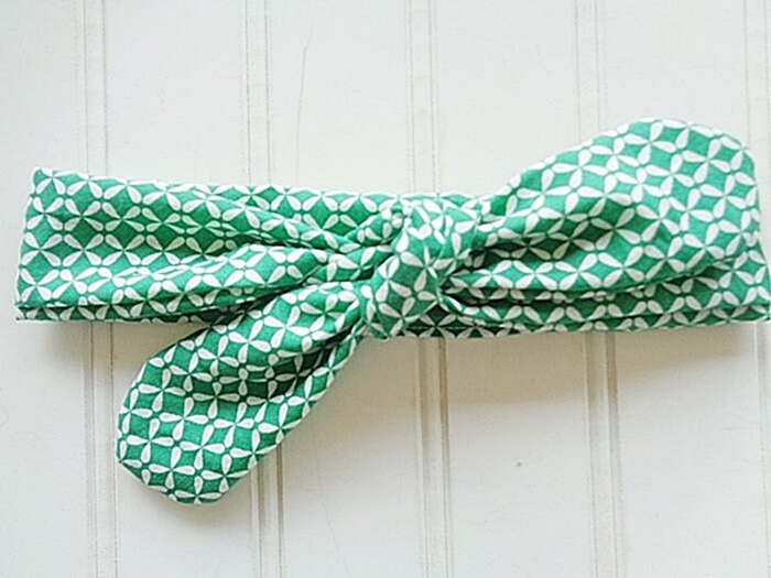 Donna Knotted Headband - Green Lattice