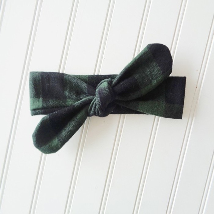Donna Flannel Knotted Headband - Green and Black Buffalo Plaid