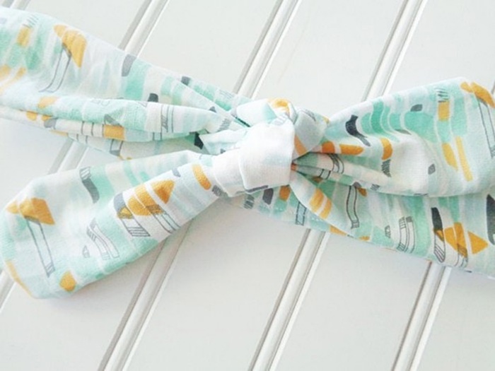 Donna Knotted Headband - Green and Yellow Mod Print