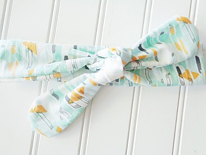 Donna Knotted Headband - Green and Yellow Mod Print