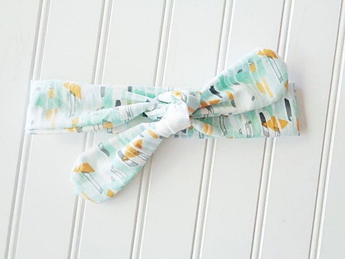 Donna Knotted Headband - Green and Yellow Mod Print