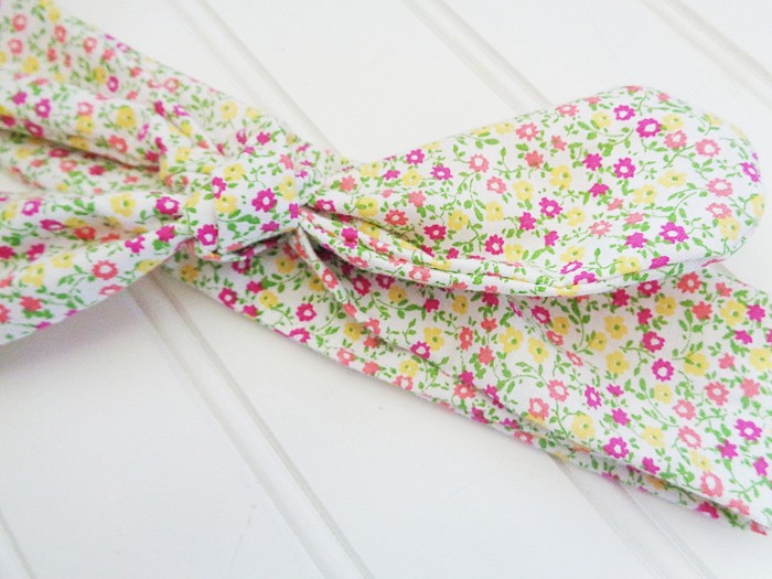 Donna Knotted Headband - Pink and Yellow Flowers