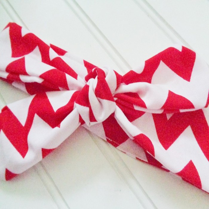 Donna Knotted Headband - Red Chevron