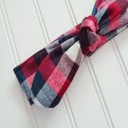  Donna Flannel Knotted Headband - Red, Navy and White Buffalo