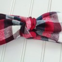  Donna Flannel Knotted Headband - Red, Navy and White Buffalo