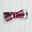  Donna Flannel Knotted Headband - Red, Navy and White Buffalo