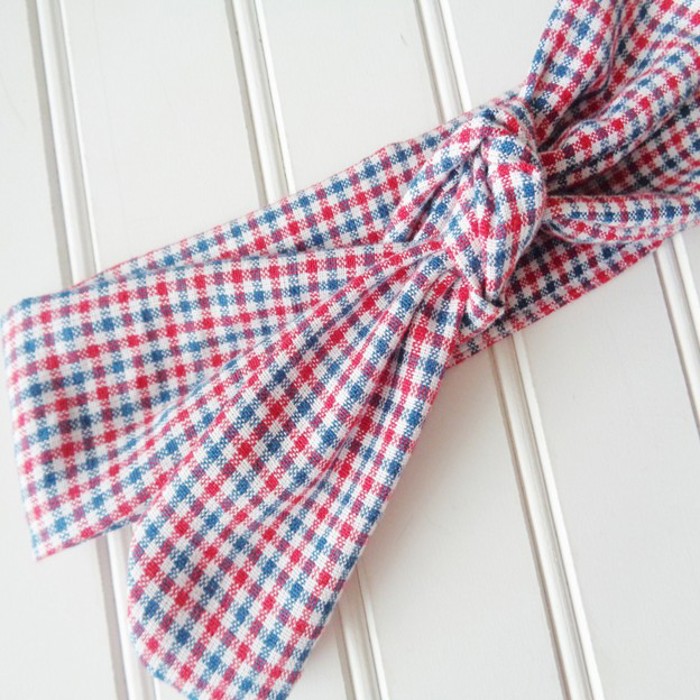 Donna Knotted Headband - Red and Blue Check