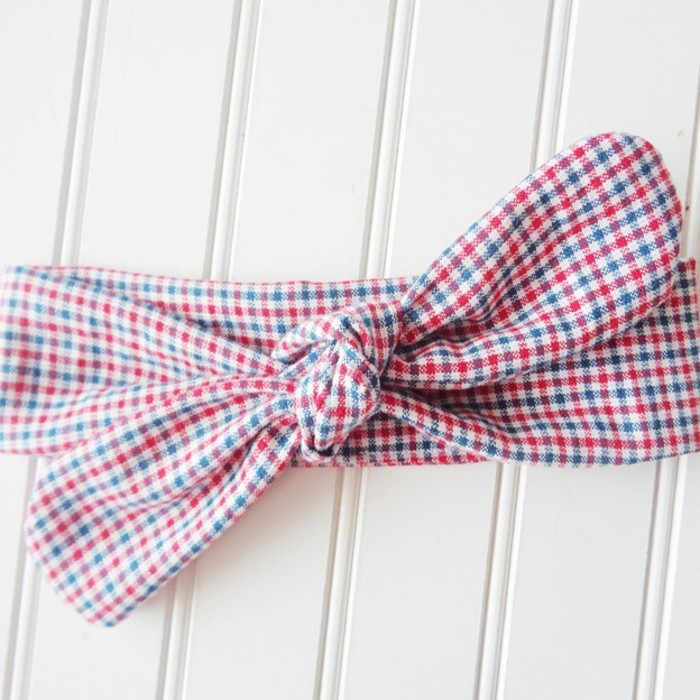 Donna Knotted Headband - Red and Blue Check