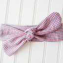  Donna Knotted Headband - Red and Blue Check