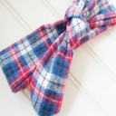  Donna Flannel Knotted Headband - Red and Blue Plaid