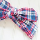  Donna Flannel Knotted Headband - Red and Blue Plaid