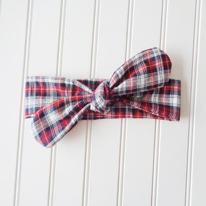Donna Knotted Headband - Red and Navy Plaid