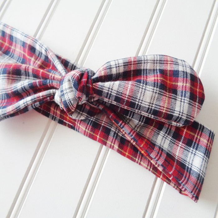 Donna Knotted Headband - Red and Navy Plaid