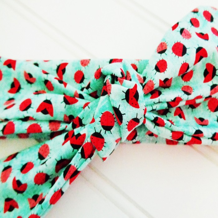 Donna Knotted Headband - Pink and Red Ladybugs