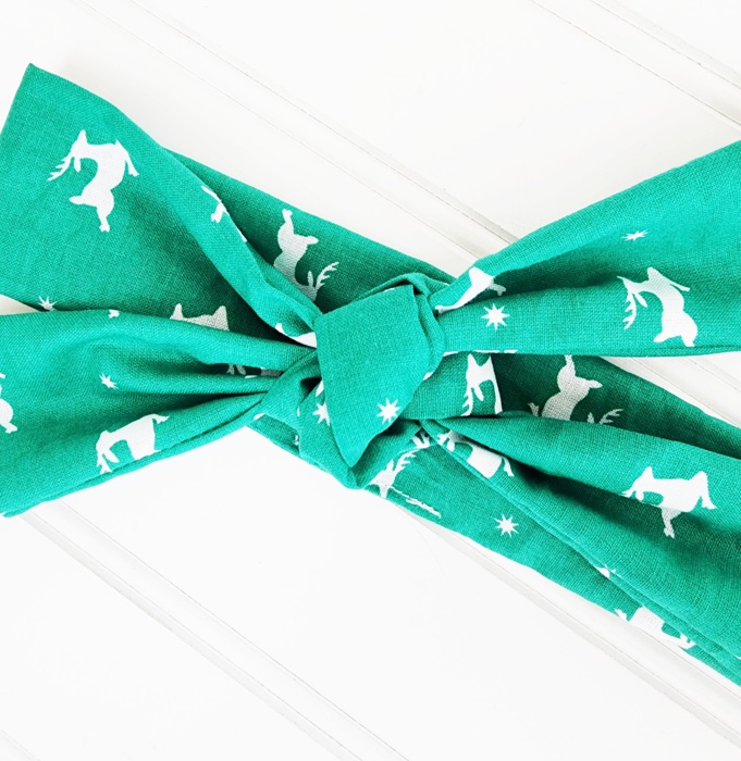 Donna Knotted Headband - Reindeer on Green