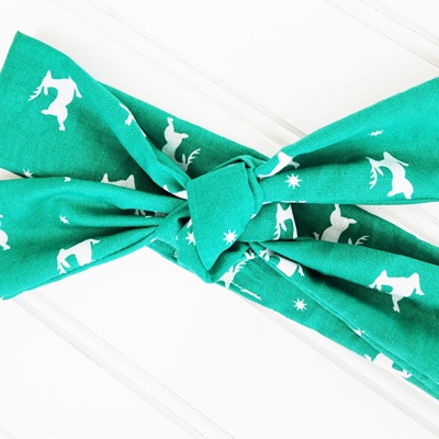 Donna Knotted Headband - Reindeer on Green
