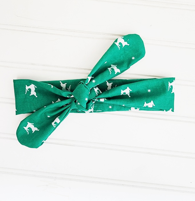 Donna Knotted Headband - Reindeer on Green
