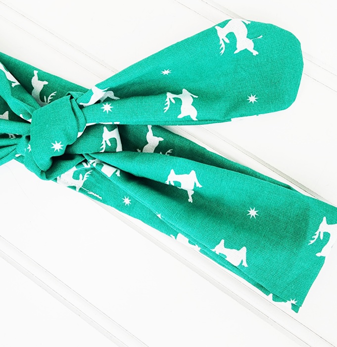 Donna Knotted Headband - Reindeer on Green