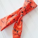  Donna Knotted Headband - Skeletons on Orange