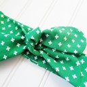  Donna Knotted Headband - Swiss Cross on Green