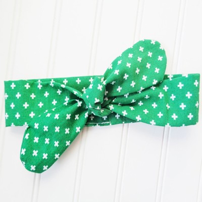 Donna Knotted Headband - Swiss Cross on Green