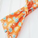  Donna Knotted Headband - Yellow and Aqua Flowers on Orange