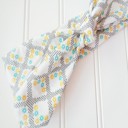  Donna Knotted Headband - Yellow and Aqua Flowers on White